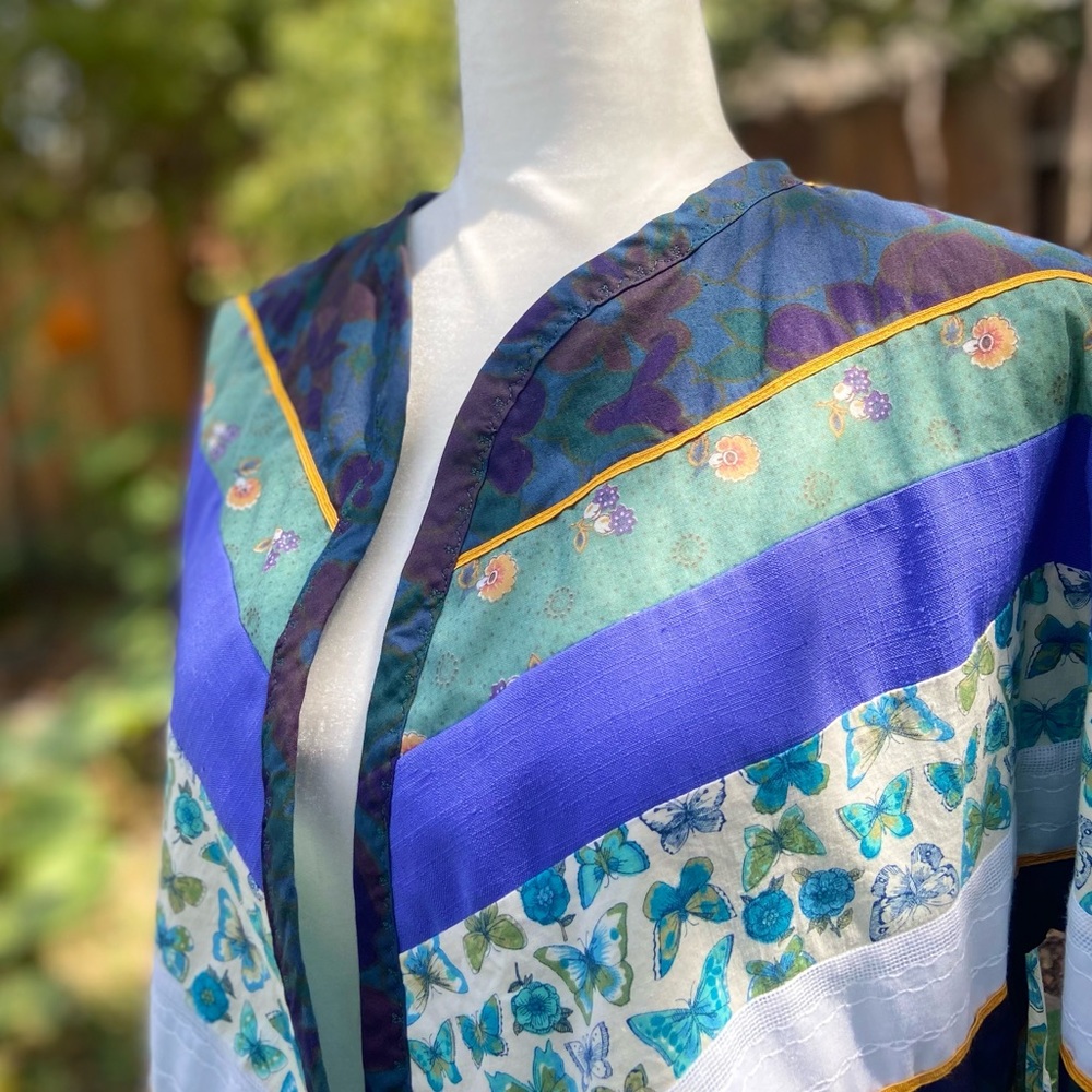 Vintage Purple, Teal & Blue Patchwork Jacket - Picture 11 of 15